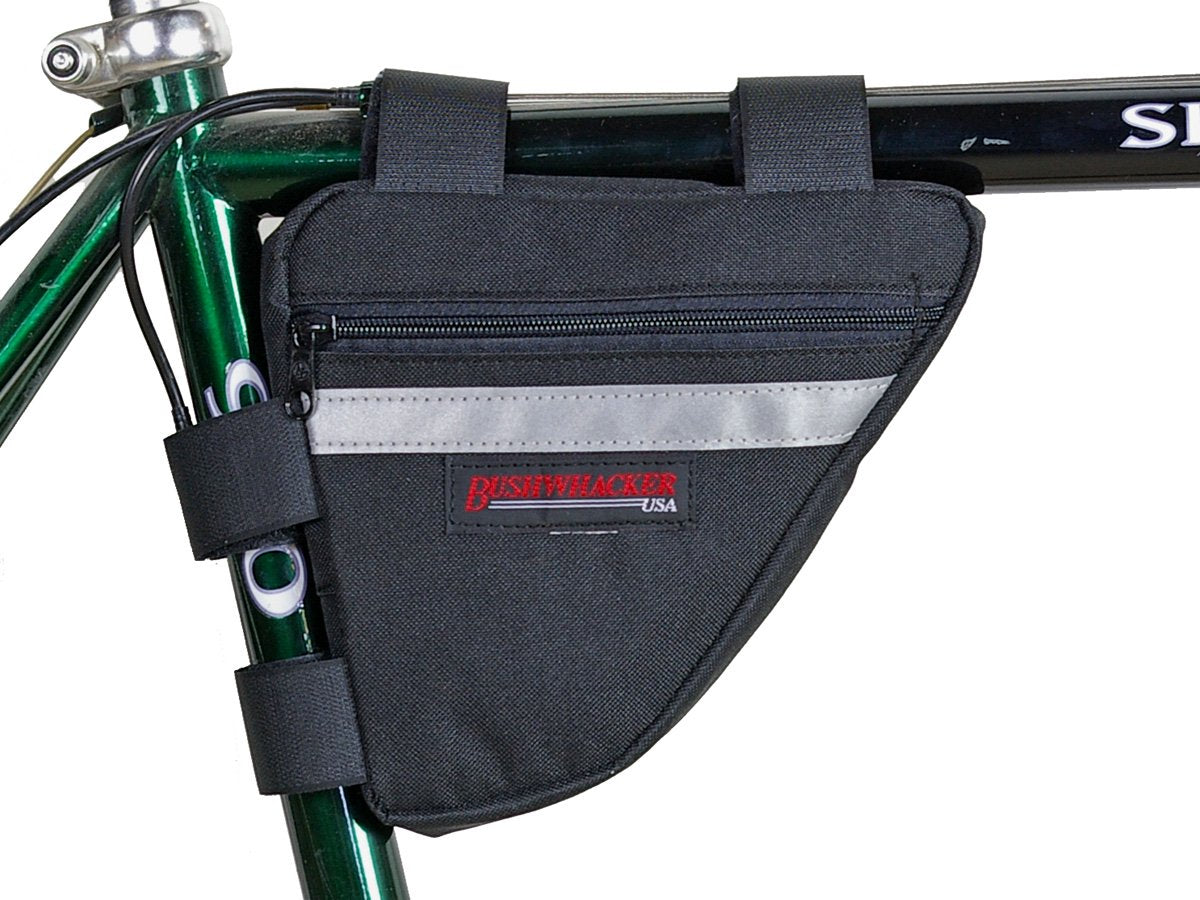 Bushwhacker Ketchum Black - Bicycle Frame Bag W/ Reflective Trim Cycling Triangle Pack Bike under Seat Top Tube Bag Front Rear Accessories
