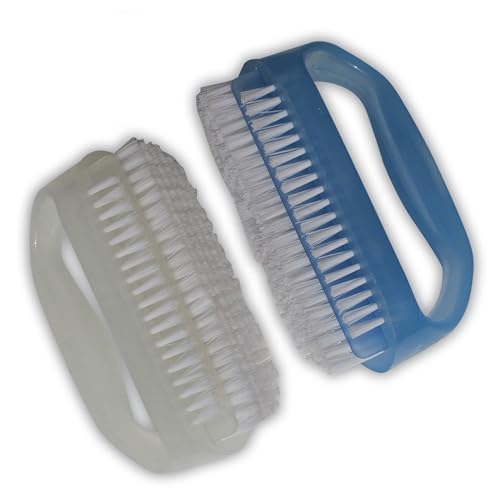 Coralpearl Nail Brushes X 2 for Cleaning Hand Finger Foot Toe with Cuticle Remover, Small Scrubber Cleaner with Handle, Soft Scrub Set for Fingernail Manicure, Toenail Pedicure, Gardener, Mechanic