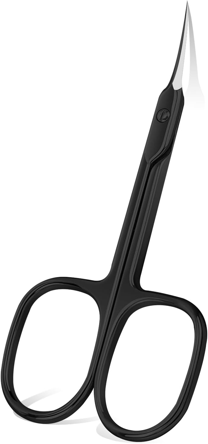 Cuticle Scissors, Premium Manicure Scissors Multi-purpose Stainless Steel Cuticle Trimmer Beauty Grooming Kit for Nails, Eyebrows, Eyelashes and Dry Skin, Black