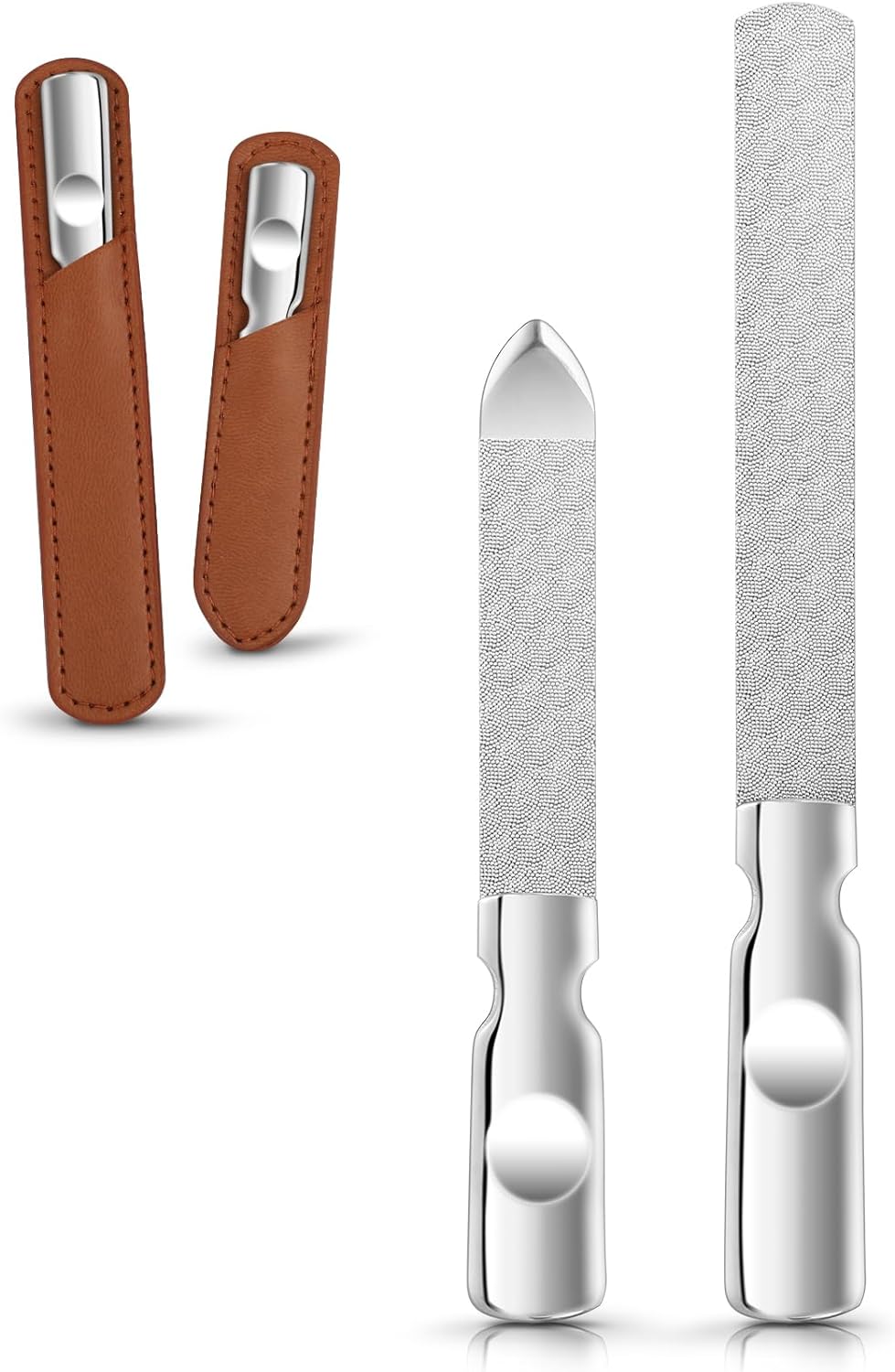 2 PCS Stainless Steel Nail Files Double Sided Nail File Metal Fingernail File Reusable Natural Nail Art File Manicure Tools for Home Salon or Travel Use Mini Nail File for Men and Women