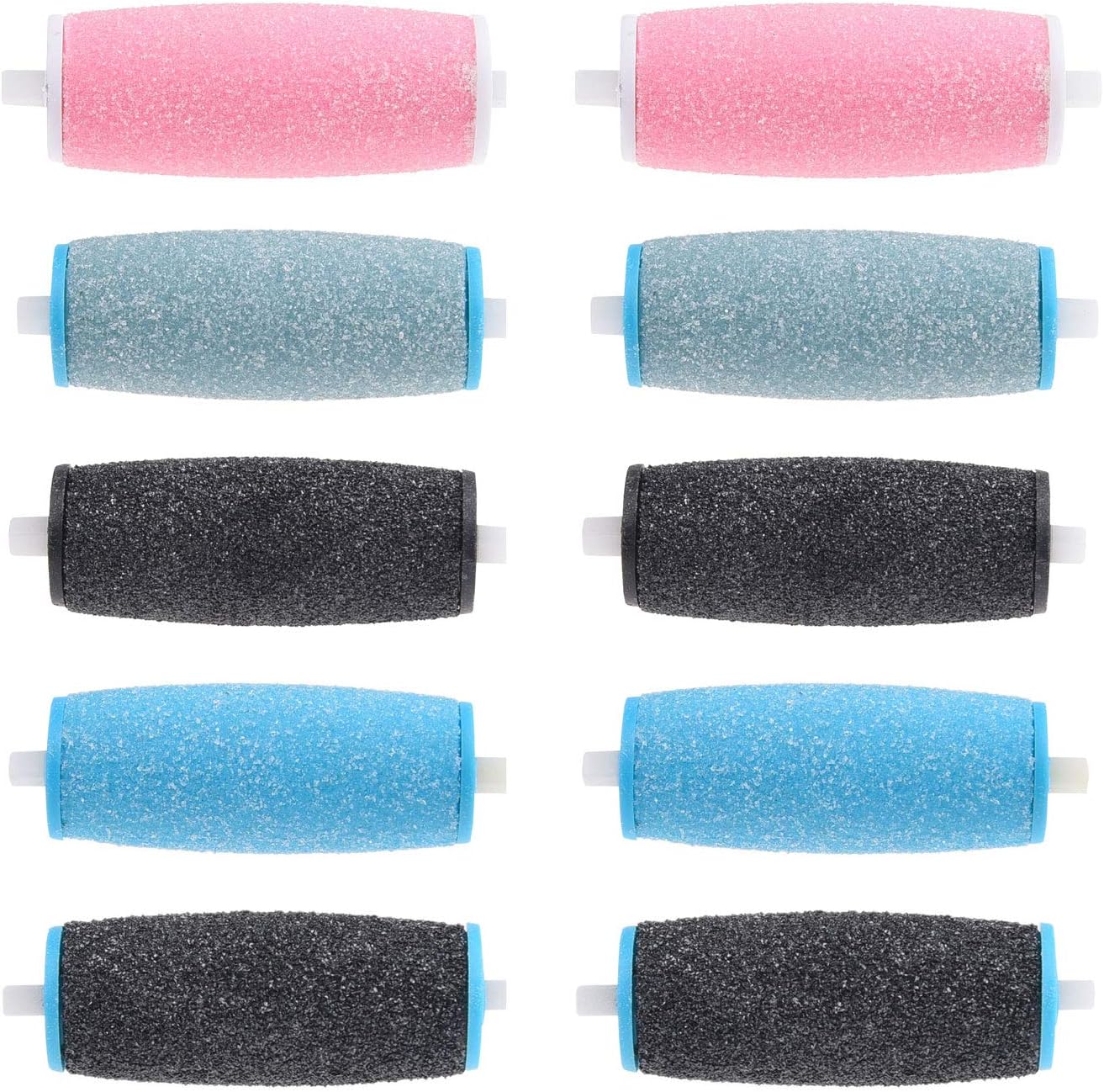 Compatible Replacement Roller Heads for Amope Pedi Perfect Electronic Foot File - Extra Coarse (4X) and Regular Coarse (6X) - Callus Removal - Smooth Feet - Essential Pedicure Accessory - 10 Pack