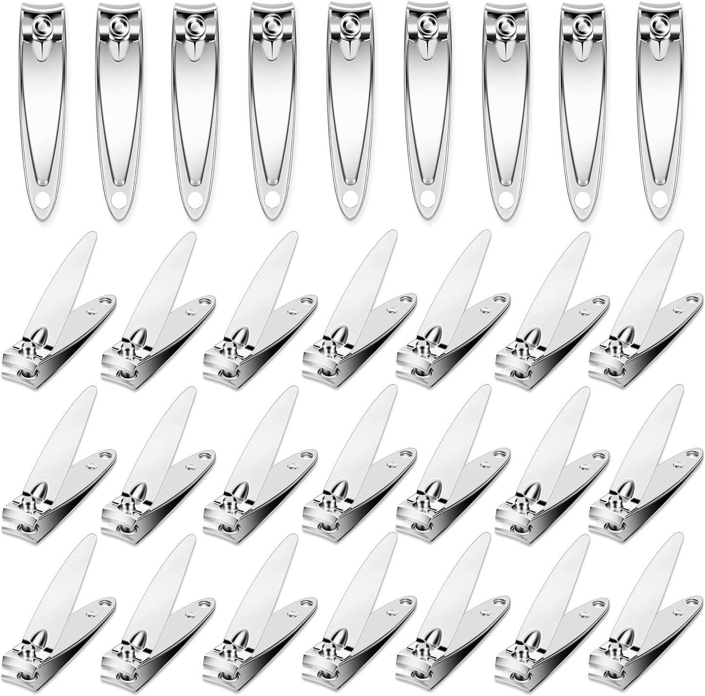 30 Pack Fingernail Clipper Toenail Clippers,Stainless Steel Nail Clippers in Bulk,Portable Nail Cutter Manicure Kit Toe Nail Clippers for Women Man Adult Homeless Care