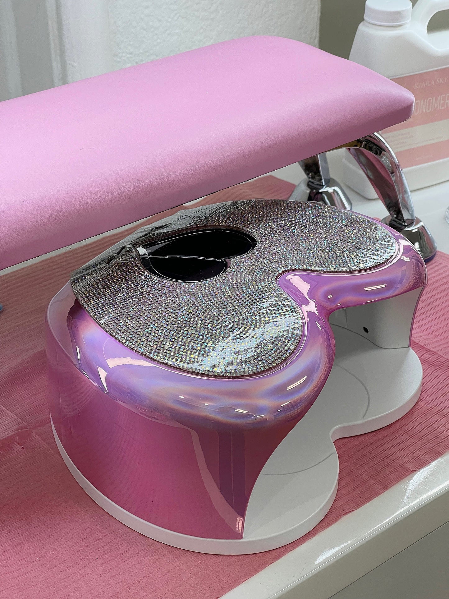 96W Heart Nail Lamp with Rhinestones