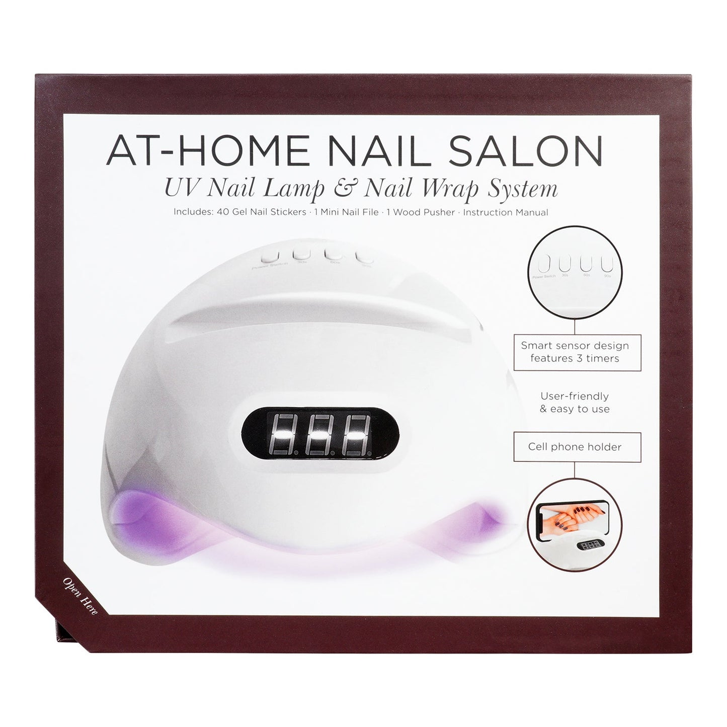 At Home Nail Salon UV Nail Lamp with Chocolate Gel Nail Stickers Kit