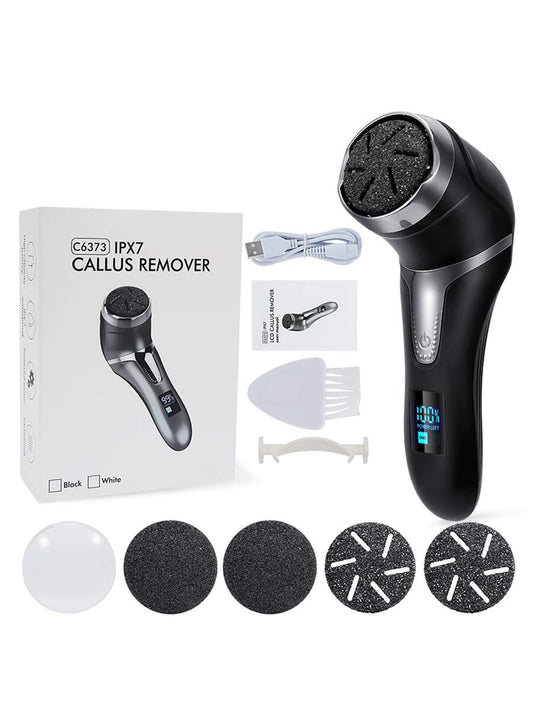 1pc Black Cordless Pedicure Foot File With 1200mah Usb Rechargeable Battery. Features 2 Speed Settings, High Energy Capacity, High Speed 2200rpm, And A Digital Display Screen To Remove Dead Skin And Calluses