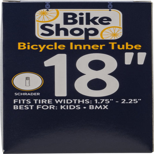 Bike Shop 18" Bicycle Inner Tube, Tire Widths 1.75-2.25" with Schrader Valve, Black