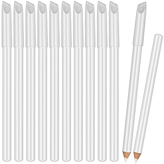 12 Pieces White Nail Pencil 2-in-1 Nail Whitening Pencils French Nail Design Pencils with Cuticle Pusher for DIY Nail Design Manicure Supplies