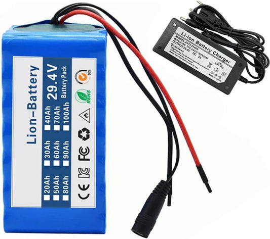 29.4V 12Ah E-Bike Lithium Battery Pack,7S4P 29.4V Rechargeable Battery Pack,for 200W 350W 500W Electric Bicycle Moped Balancing Scooter+ 29.4V 2A Charger