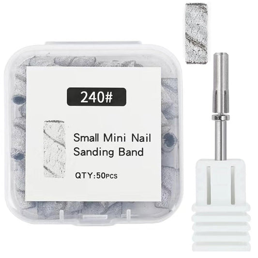 50 Pcs Small Sanding Bands for Nail Drill with 3.1mm Mandrel Bit,Professional Small Nail Drill Bits Nail Sanding Files for Acrylic Nails Manicures Pedicures(240 Grit)
