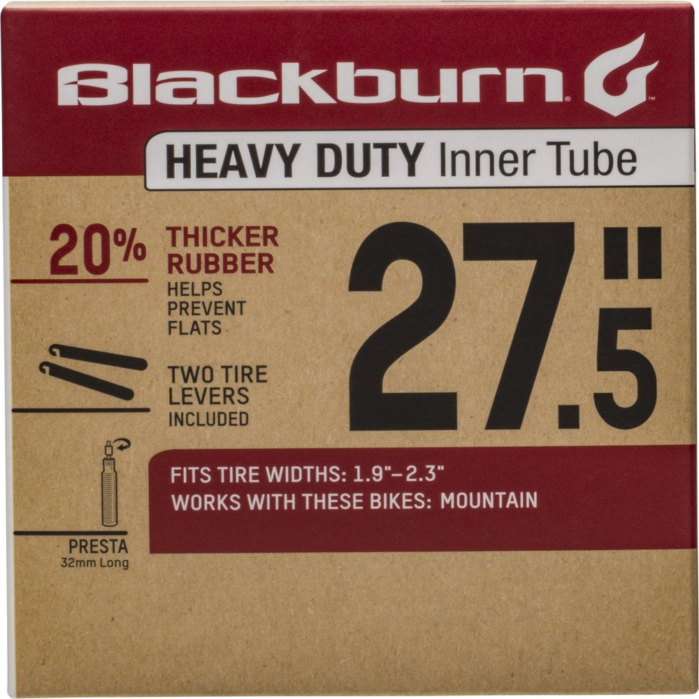 Blackburn'S Heavy Duty Bicycle Inner Tube with Tire Levers, Presta Valve, 27.5 In. X 1.9 -2.3 In.