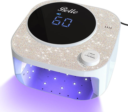 Belle UV LED Nail Lamp, 54W Sparkling UV Light for Nails, Nail Dryer for Gel Nail Polish with Large LCD Display, Infinite Knob Control with Auto Sensor, 4 Timers Fast Curing Lamp for Home & Salon