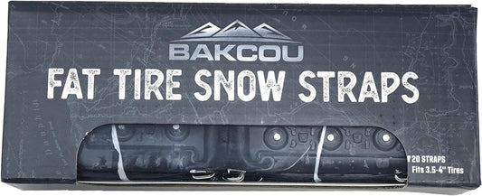 Bakcou | Fat Tire Snow Straps - Set of 20 Studded Straps for 3.5-4 Inch Fat Tires | Enhanced Traction in Winter Terrain | Ideal for Icy and Snow Packed Conditions - 18 Straps per Tire