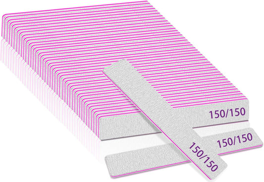 25pcs Nail Files 150 Grit, BLESWIN 150/150 Grit Nail Files, Jumbo Nail Files for Acrylic Nail, Nail Filer for Poly Nail Extension, Double-Sided Emery Board Nail Filer for Manicure, Pedicure