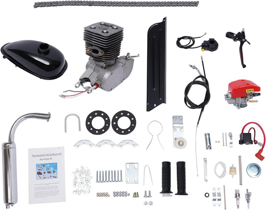 100CC Bicycle Engine Kit, 2-Stroke 36 Teeth Bicycle Gasoline Engine Motor Kit, Single Cylinder Air-Cooled for Most Bicycle 26 or 28 Inch