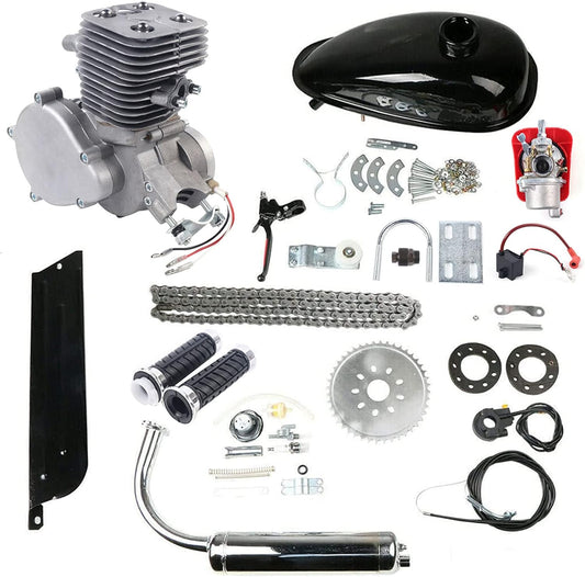 100cc Bicycle Engine Kit, 2-Stroke Gas Motor Bike Kit Air-Cooling Bicycle Motorized Full Set Super Fuel-efficient for Most 26" /28" Bikes Bicycle Scooter