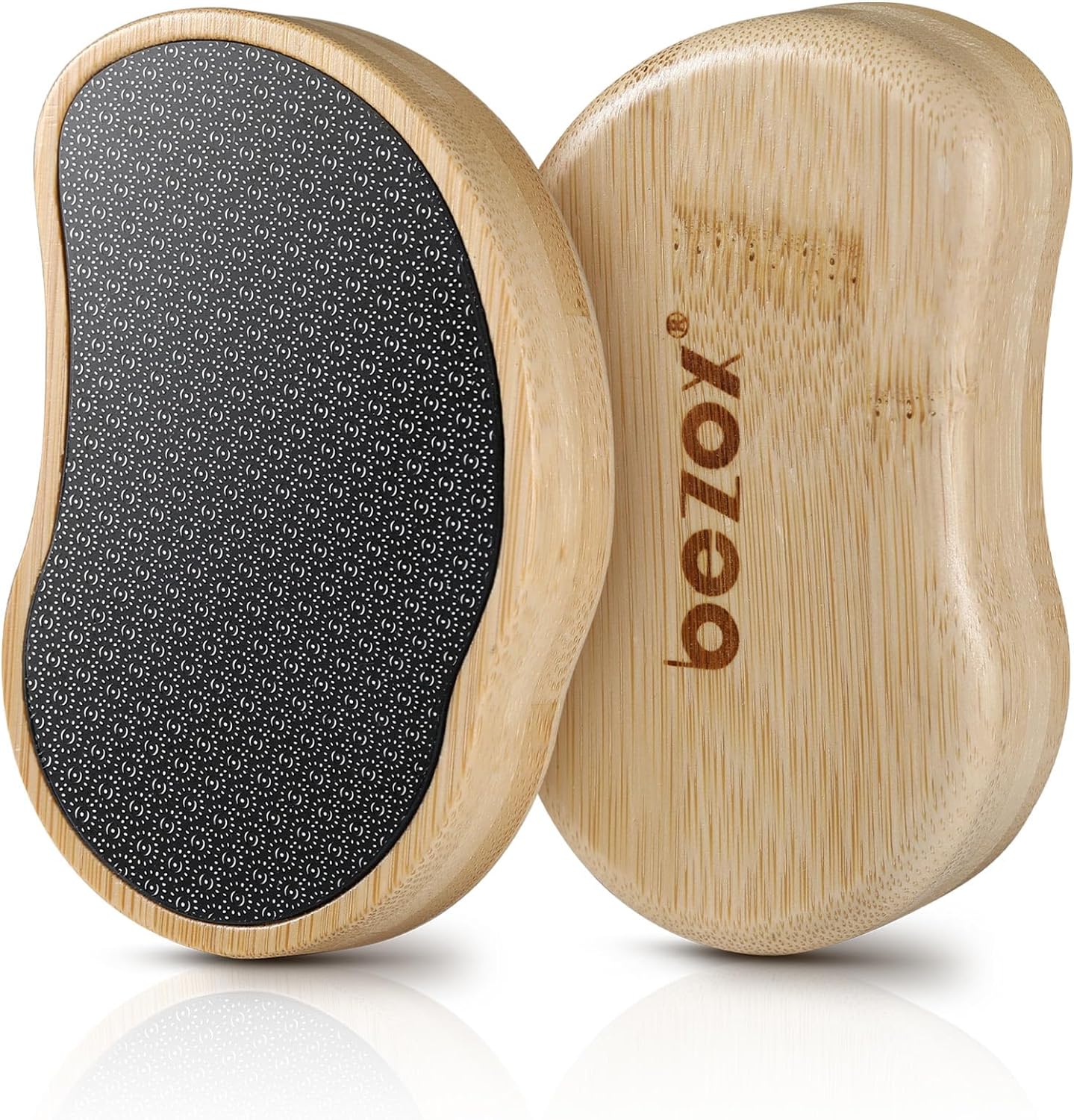 BEZOX Glass Foot Scrubber Shower - Nano-Glass Pedi Egg Pumice Stone for Feet Dead Skin, Eco-Friendly Pedicure Foot File Callus Remover - Bamboo Handle