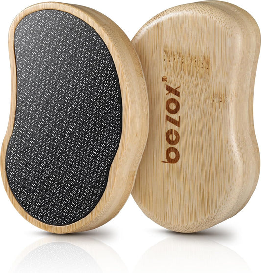 BEZOX Glass Foot Scrubber Shower - Nano-Glass Pedi Egg Pumice Stone for Feet Dead Skin, Eco-Friendly Pedicure Foot File Callus Remover - Bamboo Handle
