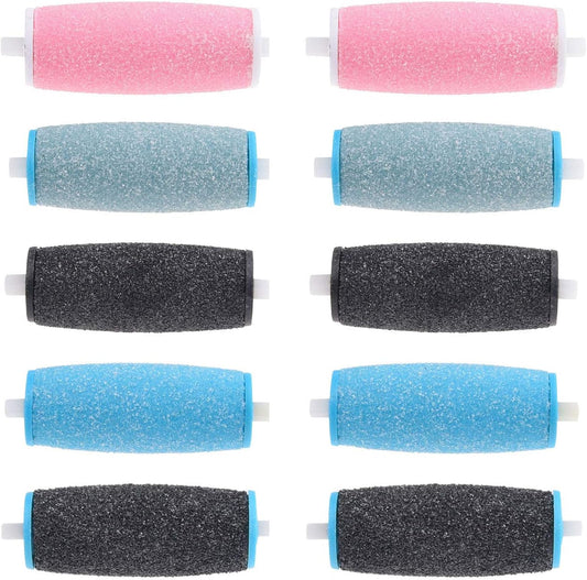 Compatible Replacement Roller Heads for Amope Pedi Perfect Electronic Foot File - Extra Coarse (4X) and Regular Coarse (6X) - Callus Removal - Smooth Feet - Essential Pedicure Accessory - 10 Pack