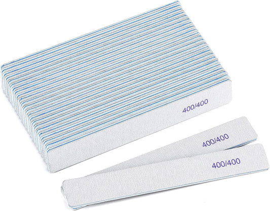 25 Count Fine Grit Nail Files 400/400 Grit, Nail Buffers for Buffing and Smoothing Natural Nails