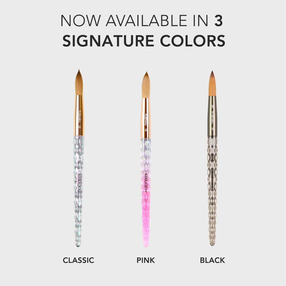 BLACK Kiara Sky 100% Kolinsky Acrylic Brush *Crimped Option Available*