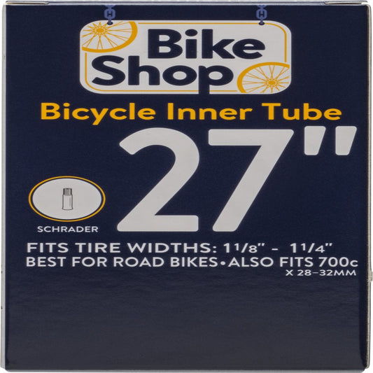 Bike Shop 27" Bicycle Inner Tube, Tire Widths 1-1/8-1-1/4" with Schrader Valve, Black