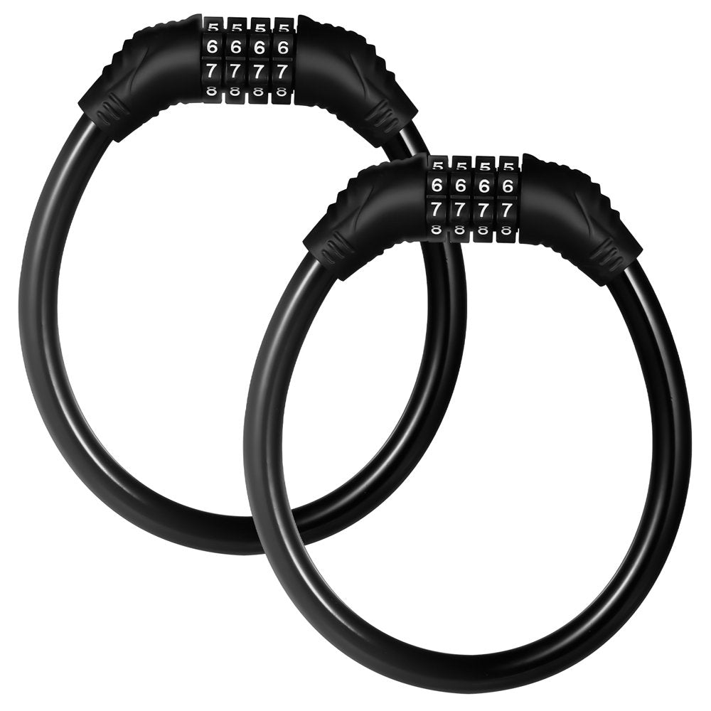 BUBABOX Bike Lock Cable 2 Pcs Heavy Duty anti Theft Black with Password Resettable Combination Portable Code Lock Security Cable for Bicycle(Black)