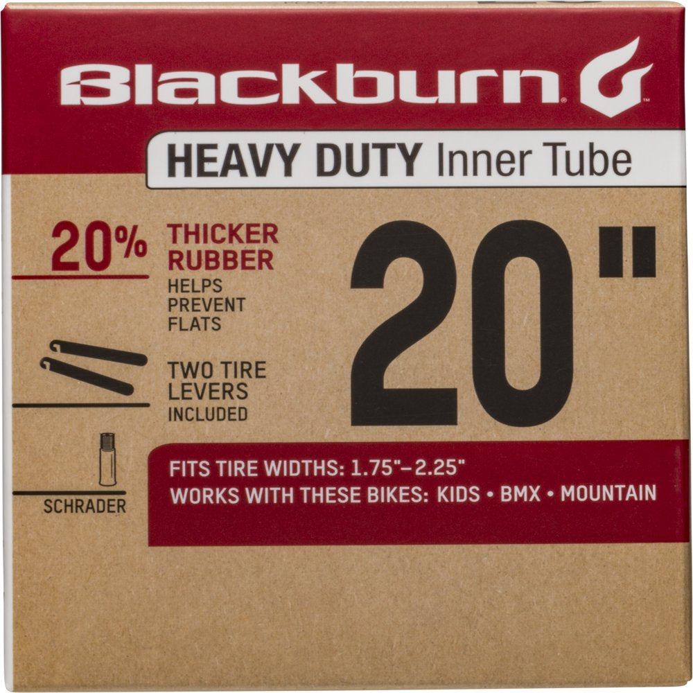 Blackburn Heavy Duty Bicycle Inner Tube with Tire Levers, Schrader Valve, 20" X 1.75-2.25"