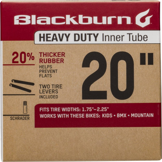 Blackburn Heavy Duty Bicycle Inner Tube with Tire Levers, Schrader Valve, 20" X 1.75-2.25"